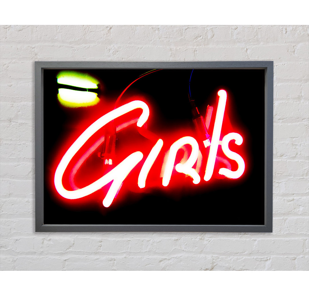 Neon Girls Schild - Einzelner Bilderrahmen Kunstdrucke auf Leinwand