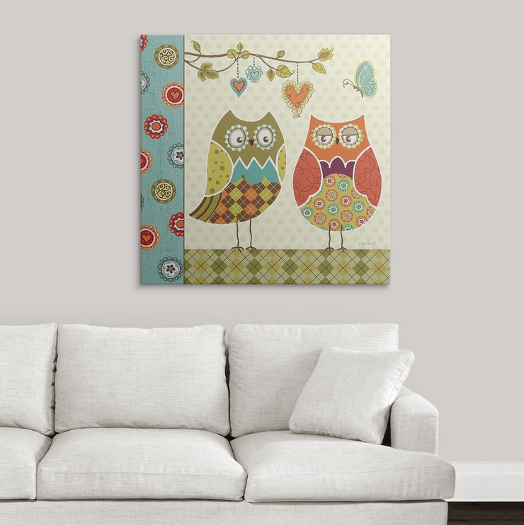 « i » par lisa audit, impression Owl Wonderful, H 35 po x l 35 po x P 1,5 po, Toile