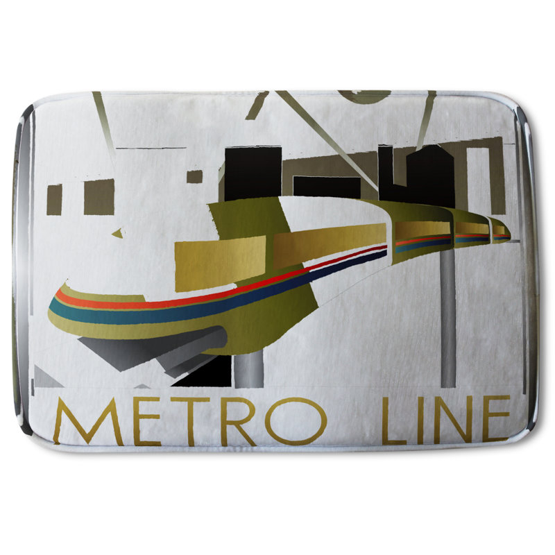 Isabelle Non-Slip Bath Rug, Abstract Metro Train