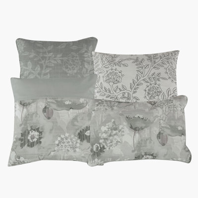 Elegant Botanical 7-Piece Embroidered & Printed Comforter Set, Microfiber Polyester – Includes 1 Comforter, 2 Shams & 4 Decorative Pillows
