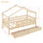 Lit simple avec tiroirs de rangement en bois de pin massif, couleur naturelle, spacieux, têtes de lit incluses et confortable