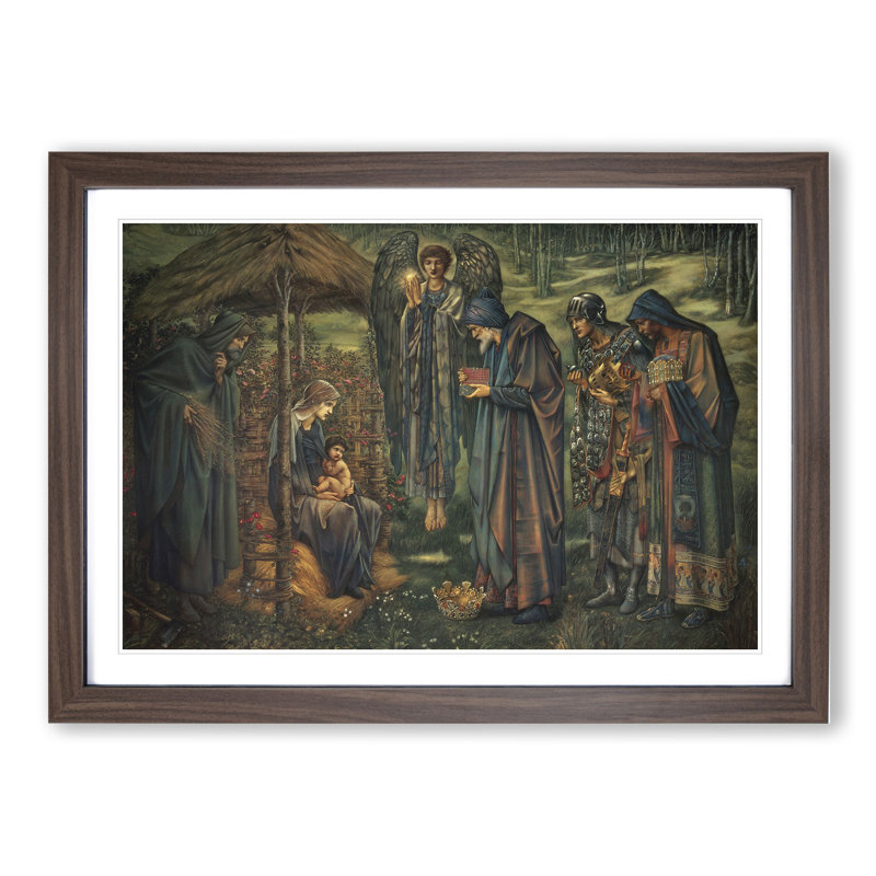 The Star of Bethlehem by Edward Burne-Jones - Picture Frame Painting on MDF, Walnut Framed, 27cm H x 36cm W x 2cm D