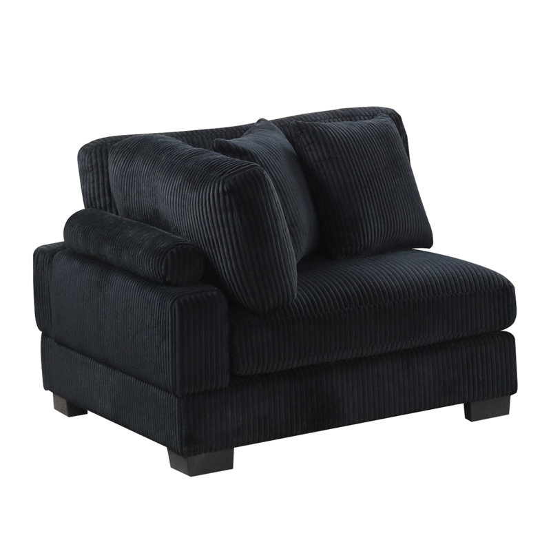 Coussin de coin moderne en velours côtelé de style moderne avec cadre en bois, Velours côtelé noir