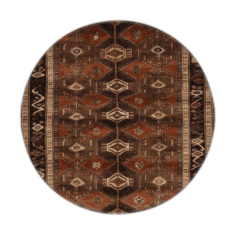 Tapis turc intérieur et extérieur brun, Round 5'