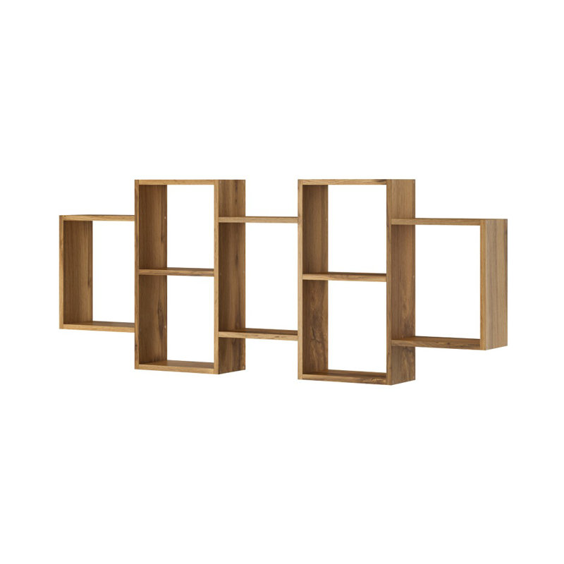 Wallaston 7 Piece Cube Shelf with Hooks, Wotan oak