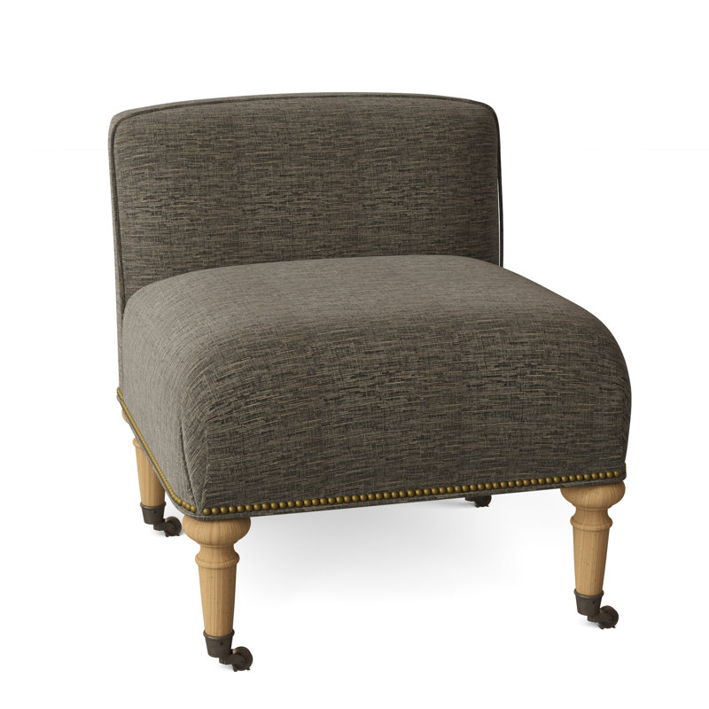 Chloe Slipper Chair, Stepping Stones Ivory, Amber, Antique Brass Small
