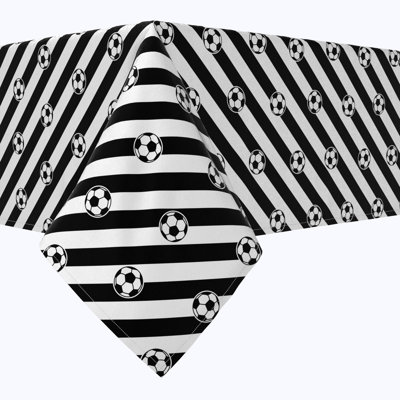 Rectangular Tablecloth, 100% Cotton, 52X104", Soccer Ball Stripe