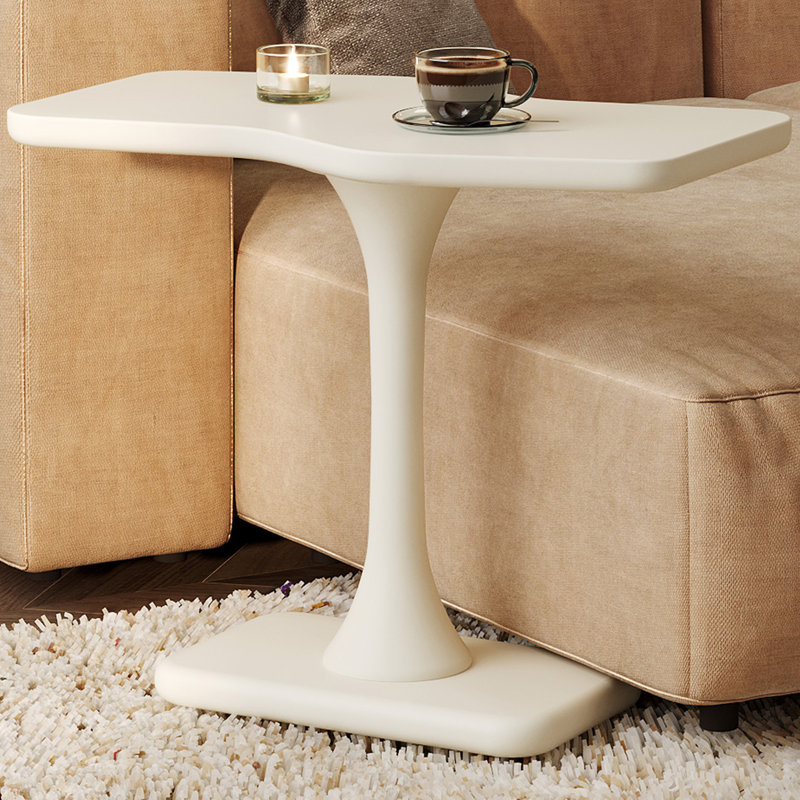 Table de bout moderne et irrégulière, blanc crème