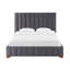 Structure de lit grand format moderne avec structure de lit grand tapissier et tête de lit avec tête de lit en tissu et lattes de bois, sommier non requis, sommier gris foncé-1101546317