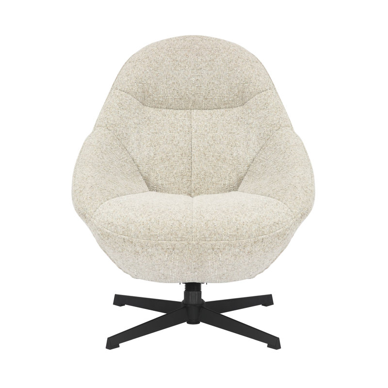 Cayliana Upholstered Swivel Accent Chair with Footstool, Cream