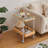 2-Tier Indoor/Outdoor Serving Cart on Wheels, Water-Resistant Bamboo Composite Tray Cart with Steel Frame and Handle for Patio, Balcony, Kitchen & Living Room