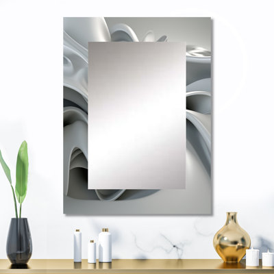 Gris infini ondulations - miroir décoratif de vagues, miroir mural moderne, impression d'art en métal