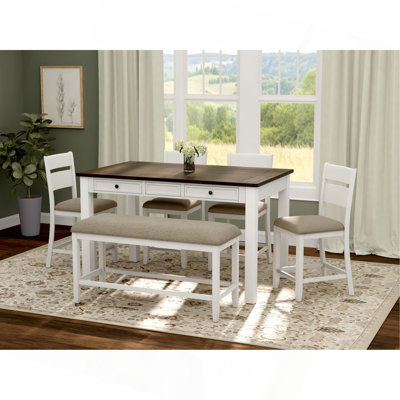 Brown And White 6 Piece Gathering Dining Set