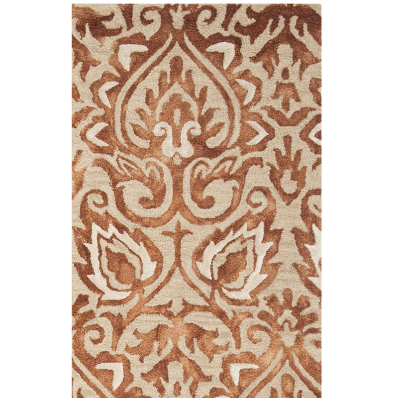 Tapis géométrique en laine / coton touffeté à la main Pimentel, Rectangle 5 pi x 8 pi