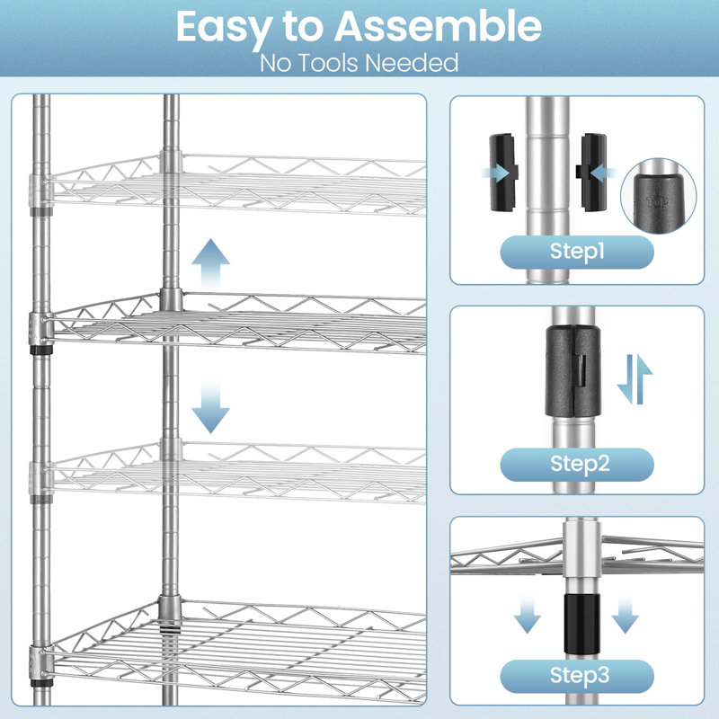 Lothario 63" H x 21.26" W x 11.42" D Shelving Rack, Silver