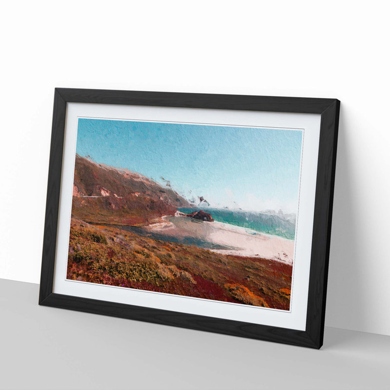 The Pacific Coast Highway in California - Picture Frame Painting Print, 27cm H x 36cm W x 2cm D, Black Framed