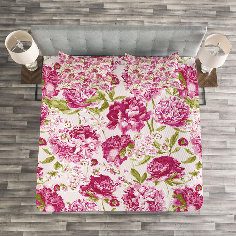 Farmhouse / Country Polyester Floral Coverlet, Queen Coverlet + 2 Shams