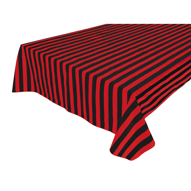 Nappe en coton à rayures Abdulsalam, Rectangle 84 po, Rouge et noir