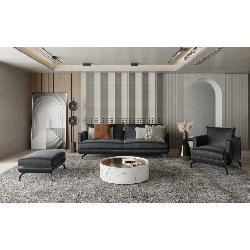 Unic Velvet Armchair, Charcoal Grey