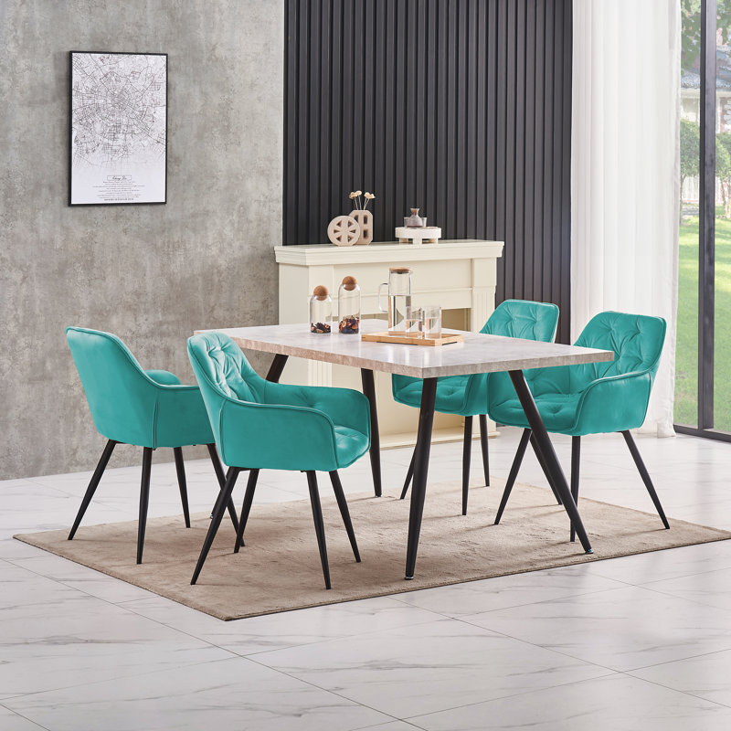 Velvet Tufted Upholstered Armchair Runge, Turquoise