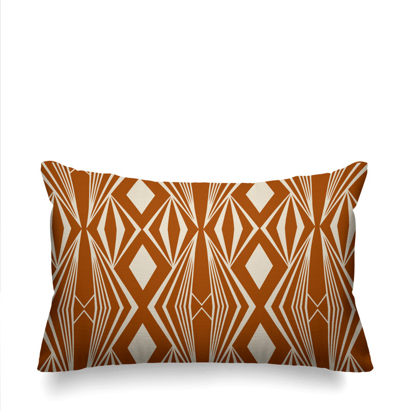 Housse et insert de coussin rectangulaire d'extérieur Minimalist Tribal, Orange brûlé