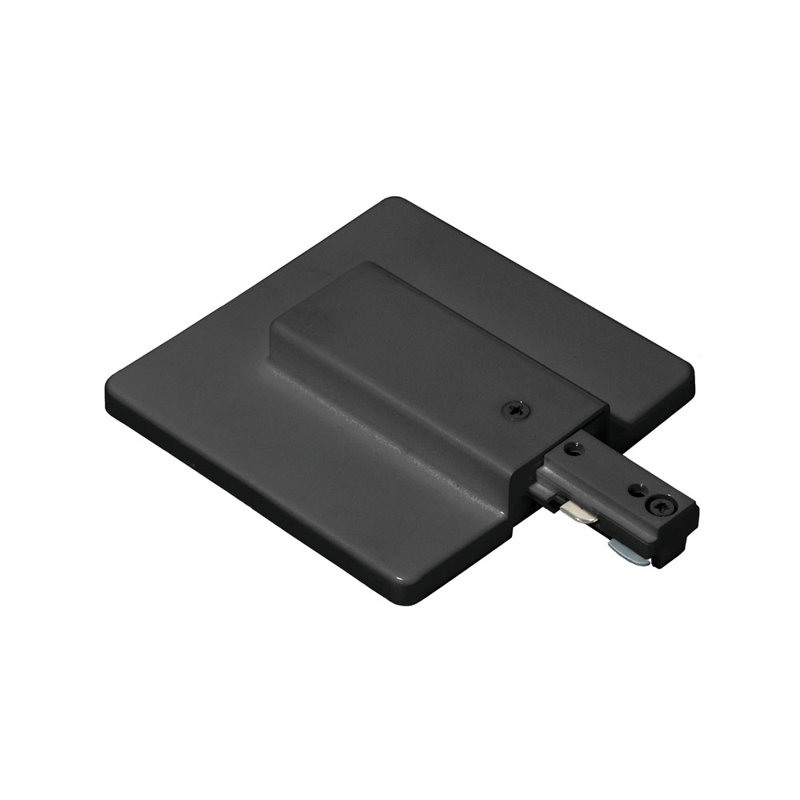End Feed with Outlet Box Cover, Black