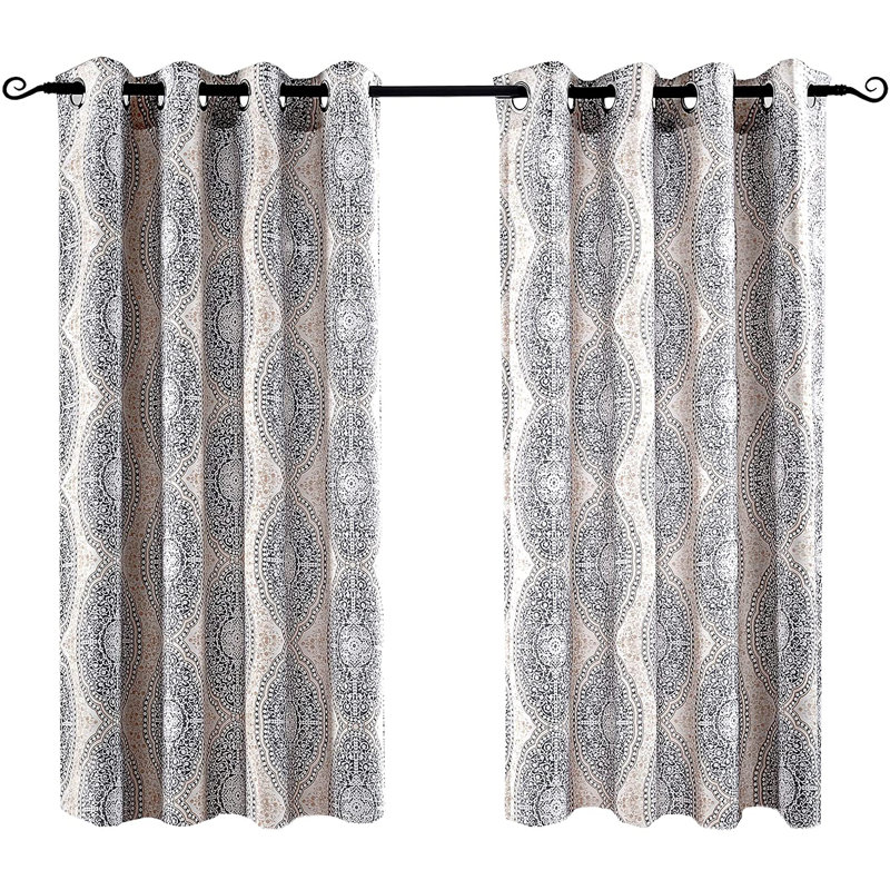Paire de rideaux occultant et isolant avec œillets Ishpeming, Beige/gris, l 52 po x L 54 po