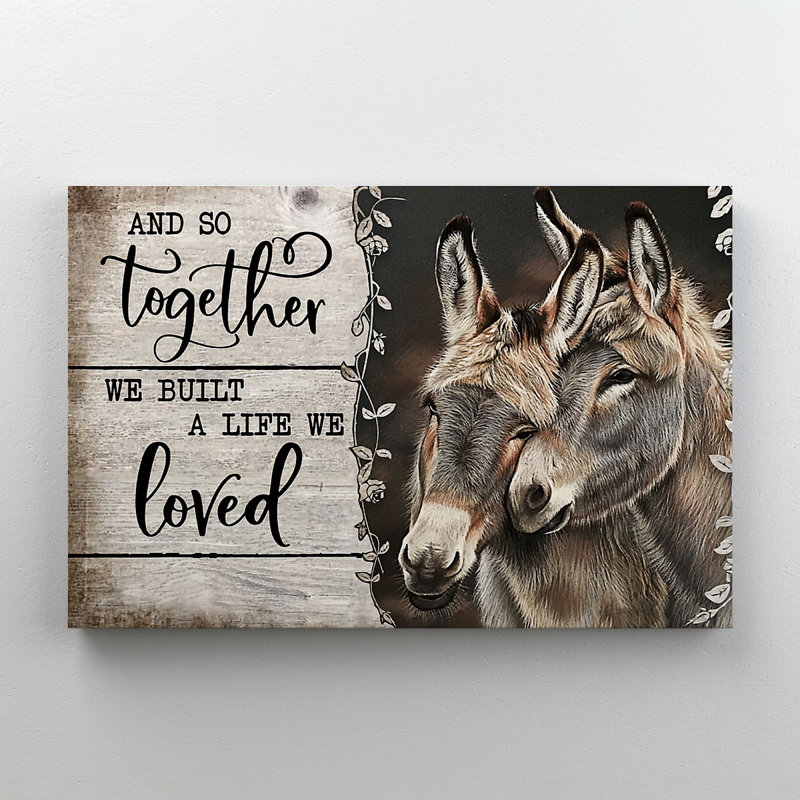 Couple of Donkey Together And So Together, ensemble de 1 impression sur toile tendue, H 24 po x l 36 po x P 2 po