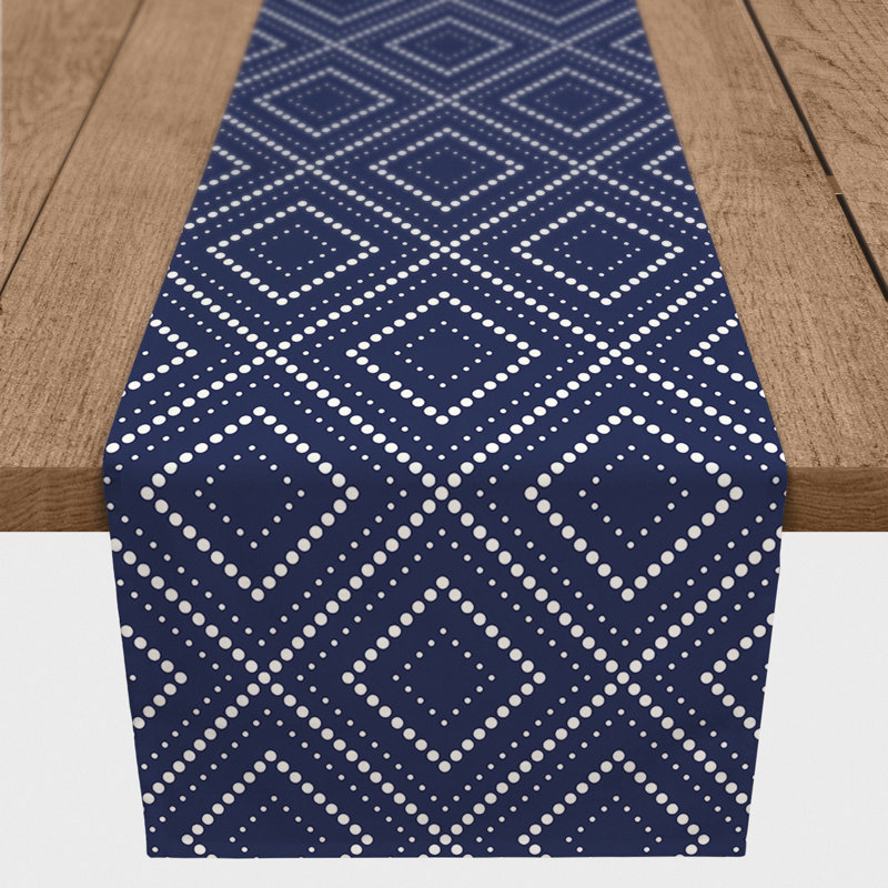 Chemin de table Auric, 90 po x 16 po, Bleu marine