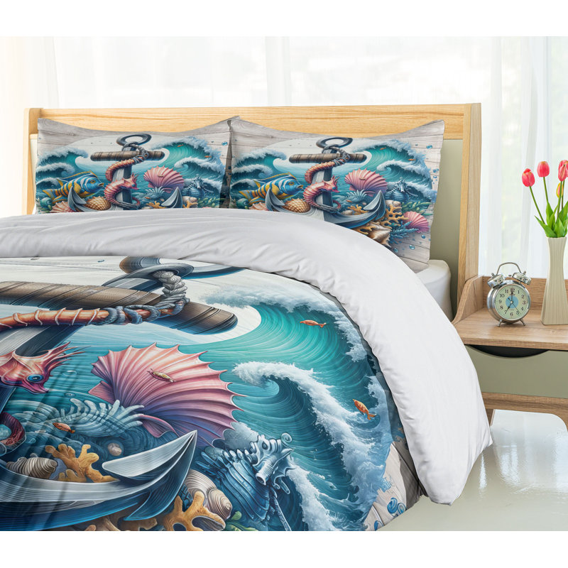 Nautical Duvet Cover, King Duvet Cover + 2 Standard Shams