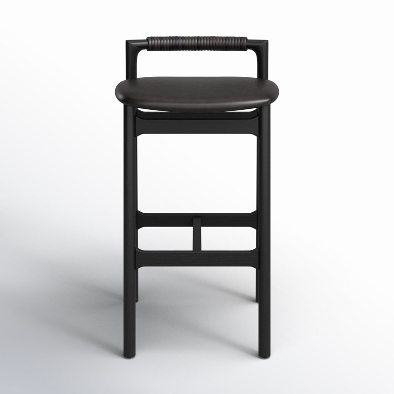 Baden Stool, Bar Stool (30" Seat Height), Sonoma Black/Genuine Leather, Brushed Ebony