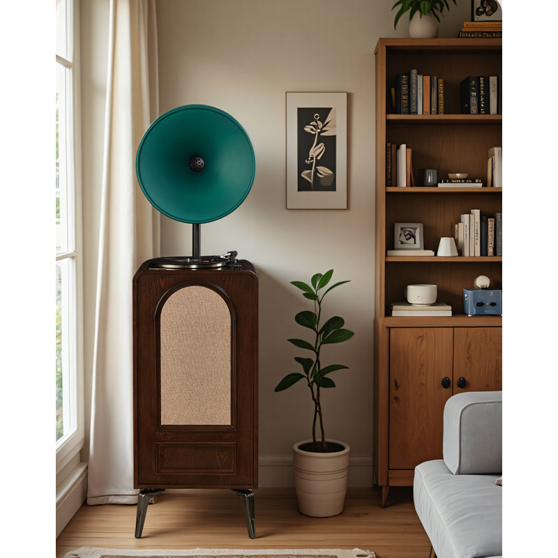Tourne-disque audio moderne en bois d'hévéa Bluetooth