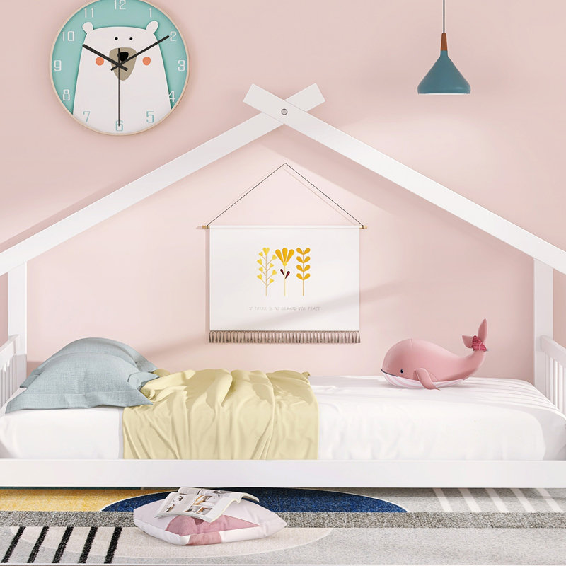 Lit simple en bois, blanc, Simple, Blanc