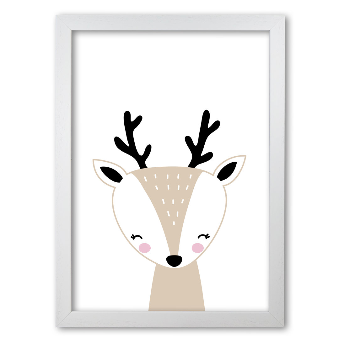 Scandi Beige Deer - Picture Frame Graphic Art Print on Paper