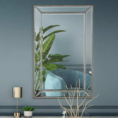 Miroir mural rectangulaire en métal
