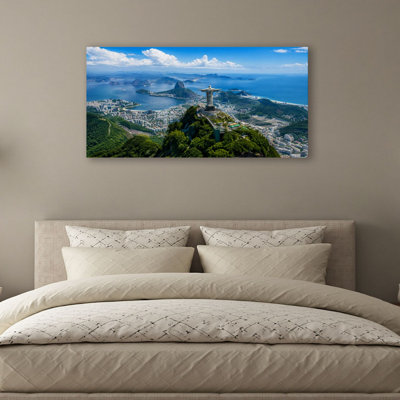 Canvas Wall Art Rio De Janeiro Aerial Wall Decor for Living Room Bathroom Bedroom Office 20"H x 40"W Art Paintings, Ready to Hang
