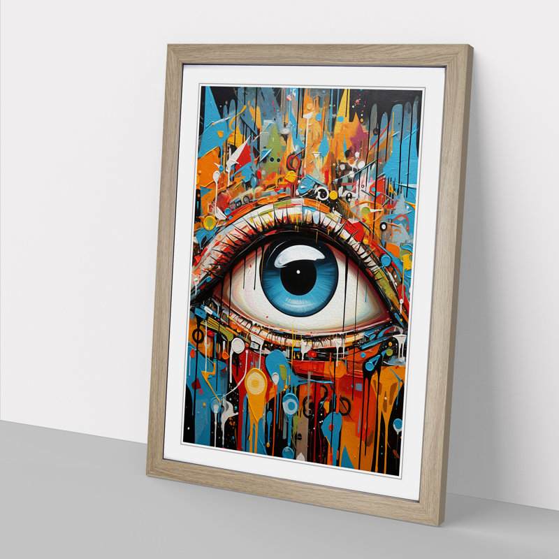Eye Hard Edge - Single Picture Frame Print on Wood, Oak, 46cm H x 34cm W x 2cm D