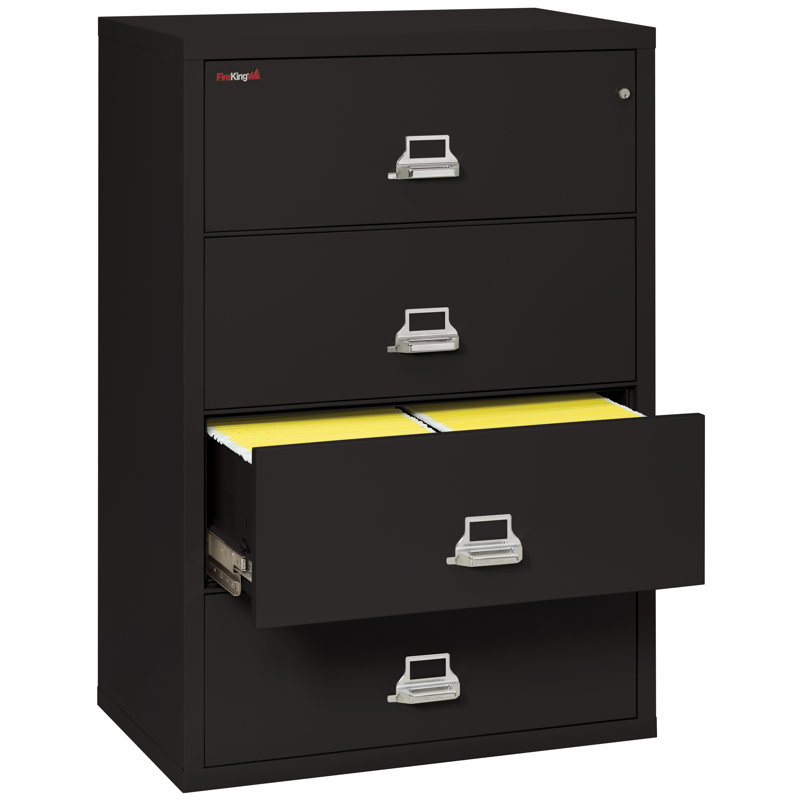 Fireproof 4 - Drawer File Cabinet, Black, Key Lock