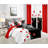 King Size 9-Piece Red Rose Two-Tone Bedding & Curtain Set (King) - Quilted Microfiber Bedspread + Sheer Drapes-117028855