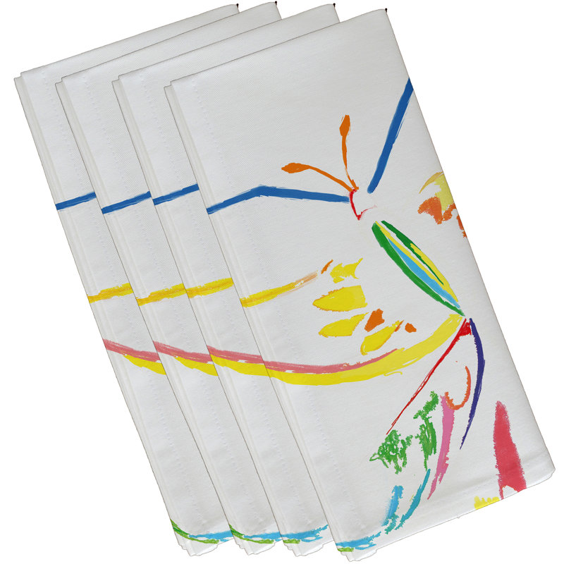 Ensemble de serviettes 4 pièces Torin, Mauve / rouge / jaune / vert / bleu, L 18 po x L 18 po