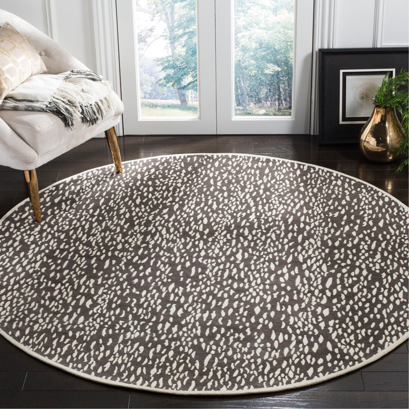 Ankit Hand Loomed Performance Animal Print Rug, Round 6'