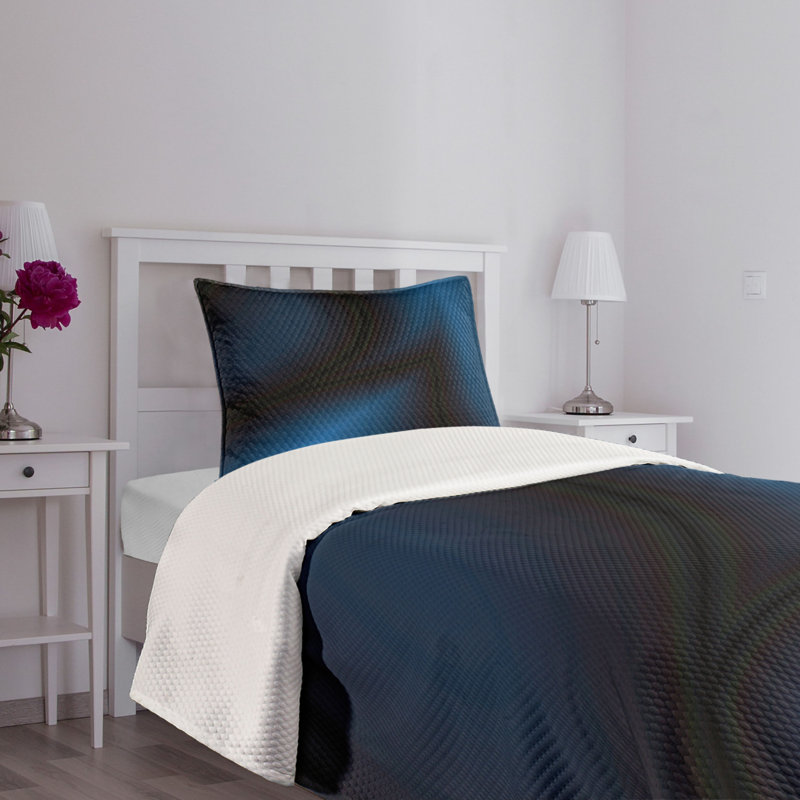 Twin Blue Quilted Bedspread Set with Pillow Sham