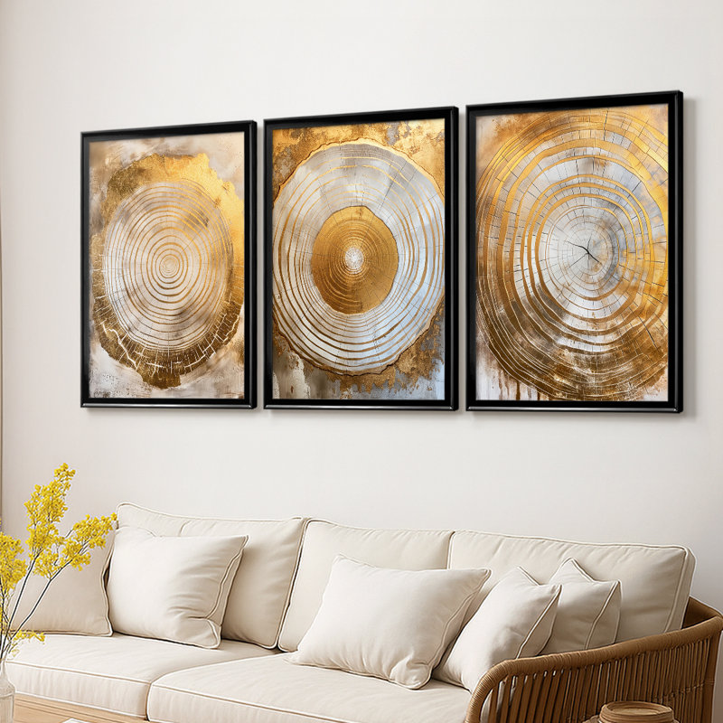 ABSTRACT Series CCXIV - Toile tendue avec châssis sur mesure - 3 pièces