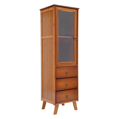 Dinuba Rattan Freestanding Linen Cabinet With Drawers