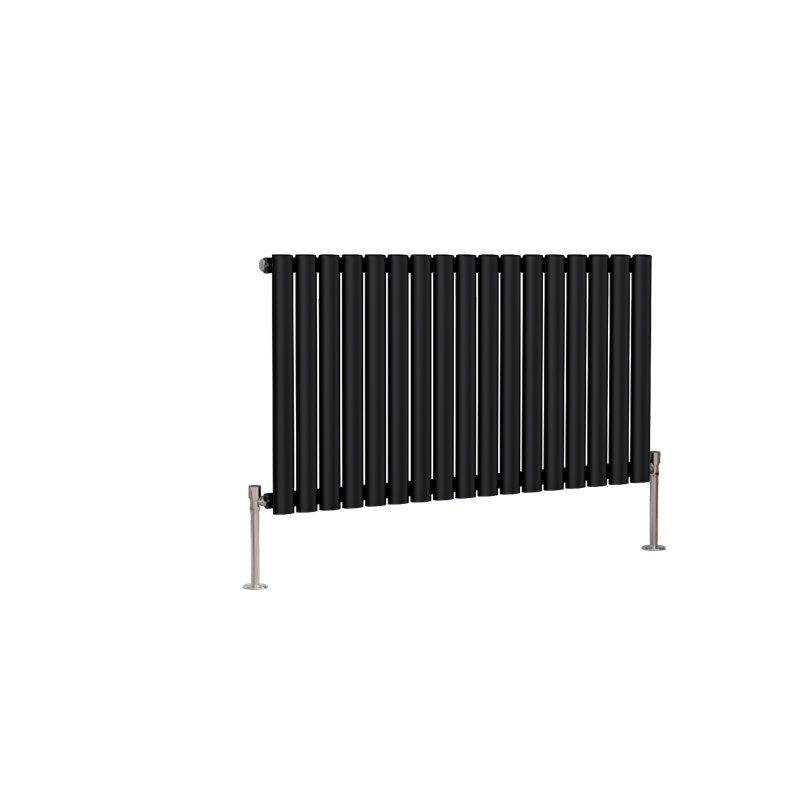 Shirly Horizontal Oval Panel Radiators, 60cm H x 100.3cm W, Normal Black, 1