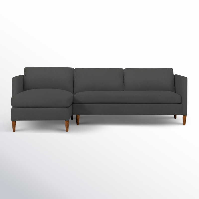 Canapé modulaire 2 pièces Clifford, Accoudoir à gauche (vu de face), Tissu bouclé fumée Davis