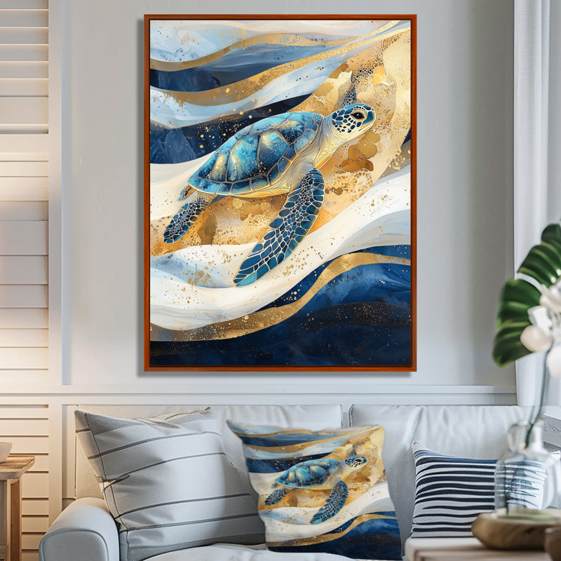 Vagues abstraites de Cindey - Tortue, art mural, H 40 po x l 30 po, Impression encadrée sans passe-partout, Brun