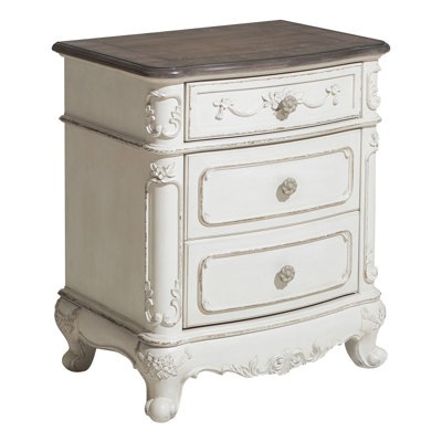 Table de chevet avec 3 tiroirs, table de chevet de chambre à coucher traditionnelle pour la maison