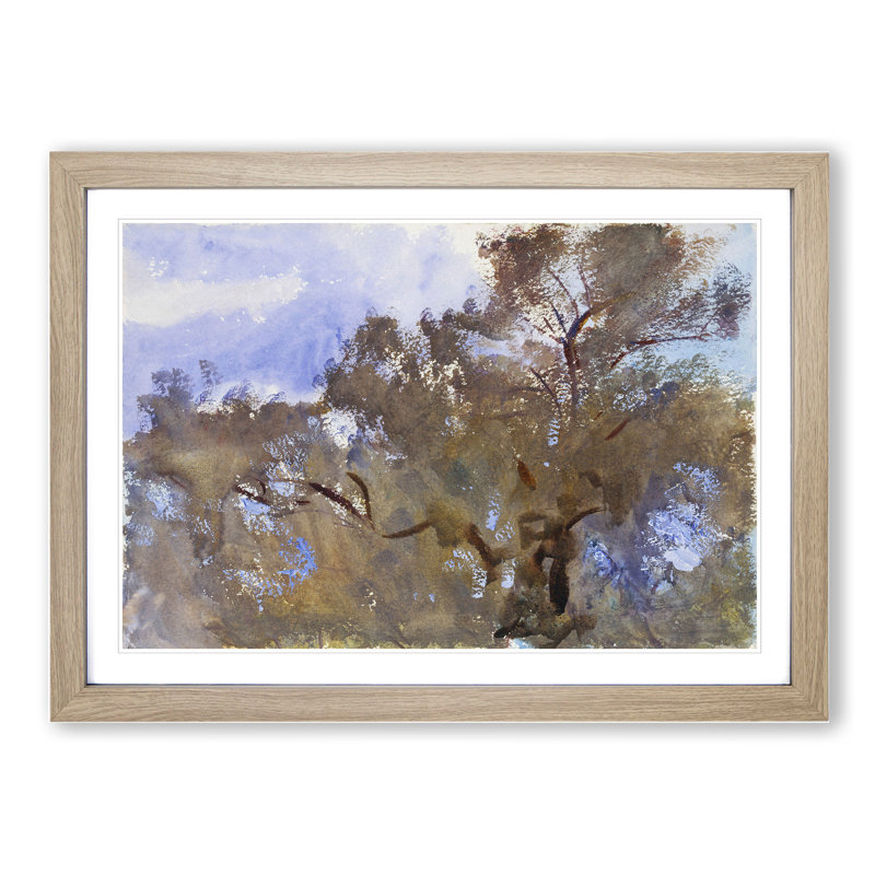 Treetops Against the Sky by John Singer Sargent - Picture Frame Painting, 36cm H x 48cm W x 2cm D, Oak