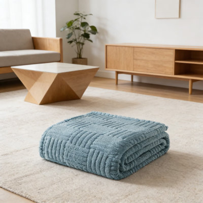 Jeté en molleton léger pour canapé et lit, couverture toutes saisons ultra douce et chaude avec motif jacquard décoratif, jeté réversible moelleux et confortable